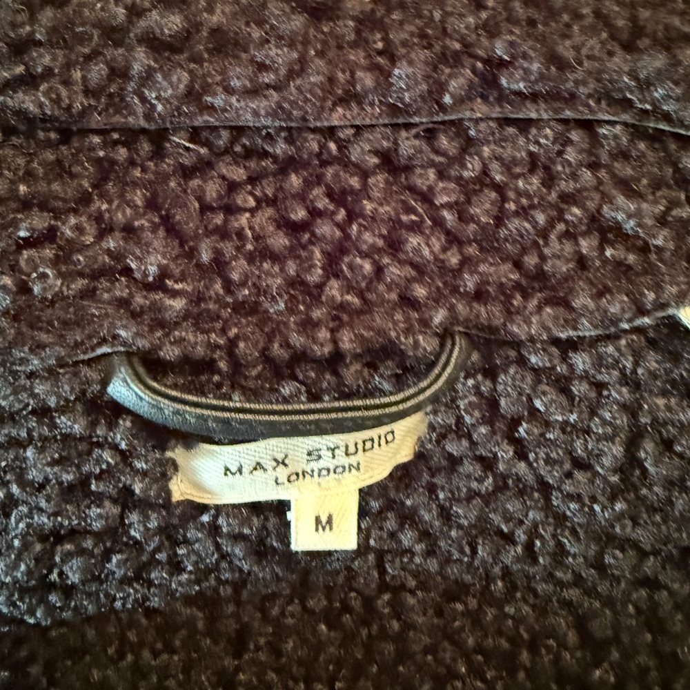 Max Studio Dark Black Shearling Jacket - image 4